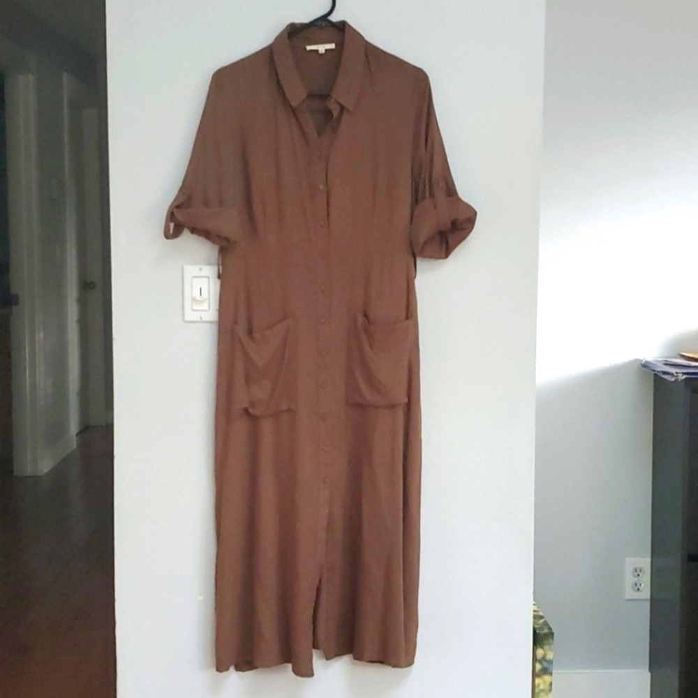 Le Lis button down brown safari dress MD2039